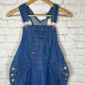 Dickies Blue Denim Bib Overalls Farmer size L Large Carpenter‎ READ
